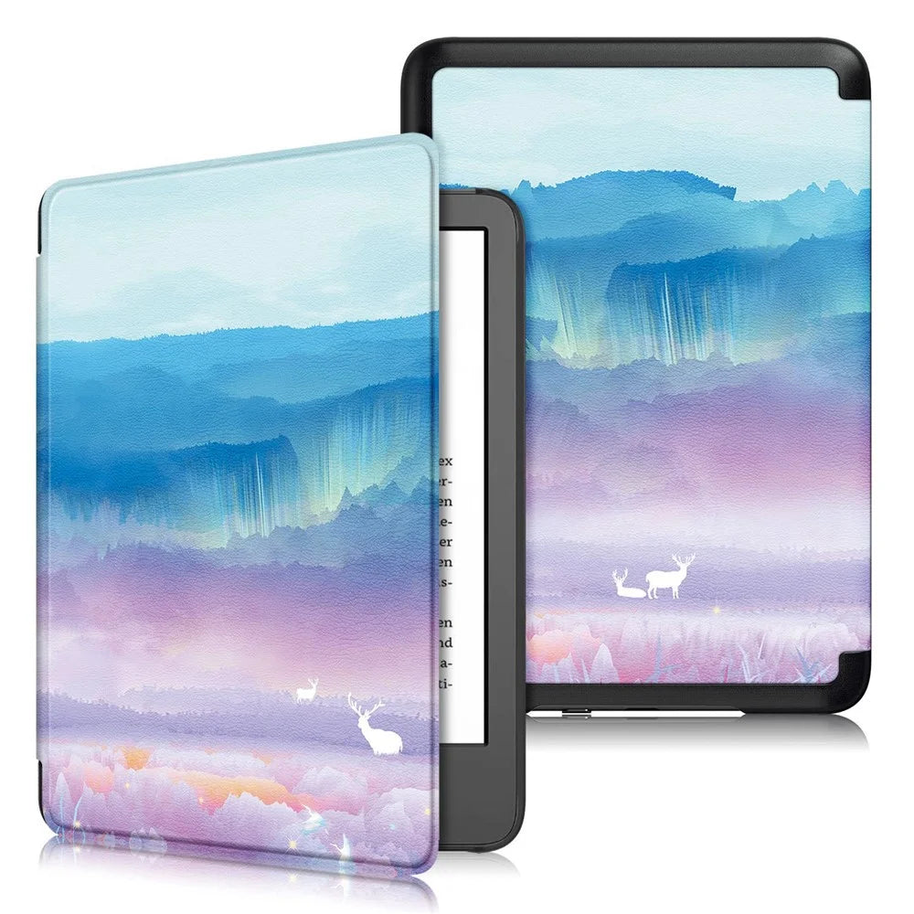 For Amazon Kindle Youth Edition 2022 Pattern Printing Tablet Case PU Leather Auto Sleep / Wake Smart Shockproof Protective Cover - Fantasy Deer - 1