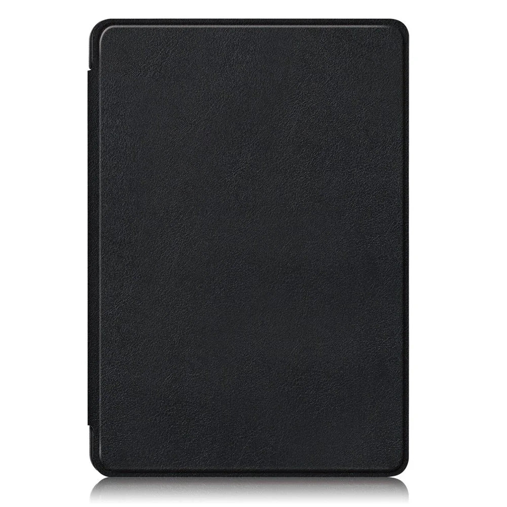 For Amazon Kindle 6" (2022) PU Leather Folio Case Auto Sleep / Wake Feature Solid Color Tablet Cover - Black - 5