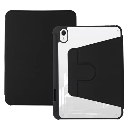 For iPad mini (2024) / mini (2021) Rotary Kickstand Tablet Case PU Leather + TPU + Acrylic Anti-Drop Protective Cover - Black - 1
