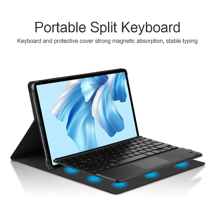 For Huawei MateBook E Go Detachable Bluetooth-compatible Keyboard with Hinge Stand Leather Case - Black - 5