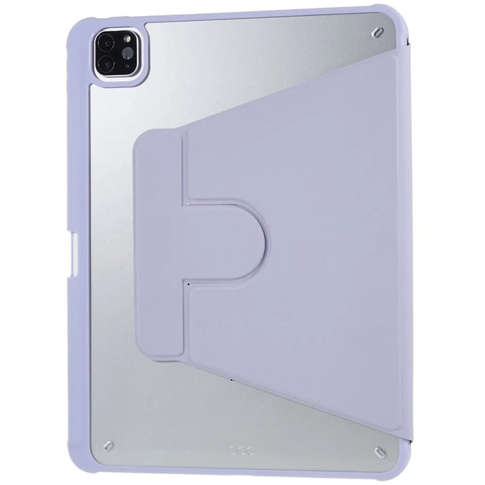 For iPad Pro 11 (2018) / (2020) / (2021) / (2022) Shockproof Tablet Case PU Leather + TPU + Acrylic Anti-Fall Protective Cover with Rotary Kickstand - Purple - 5