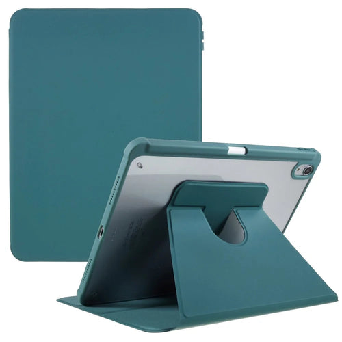 For iPad Air 11 (2026) / (2025) / (2024) / Air (2022) / (2020) Auto Wake and Sleep Tablet Case Kickstand PU Leather Cover - Midnight Green - 1