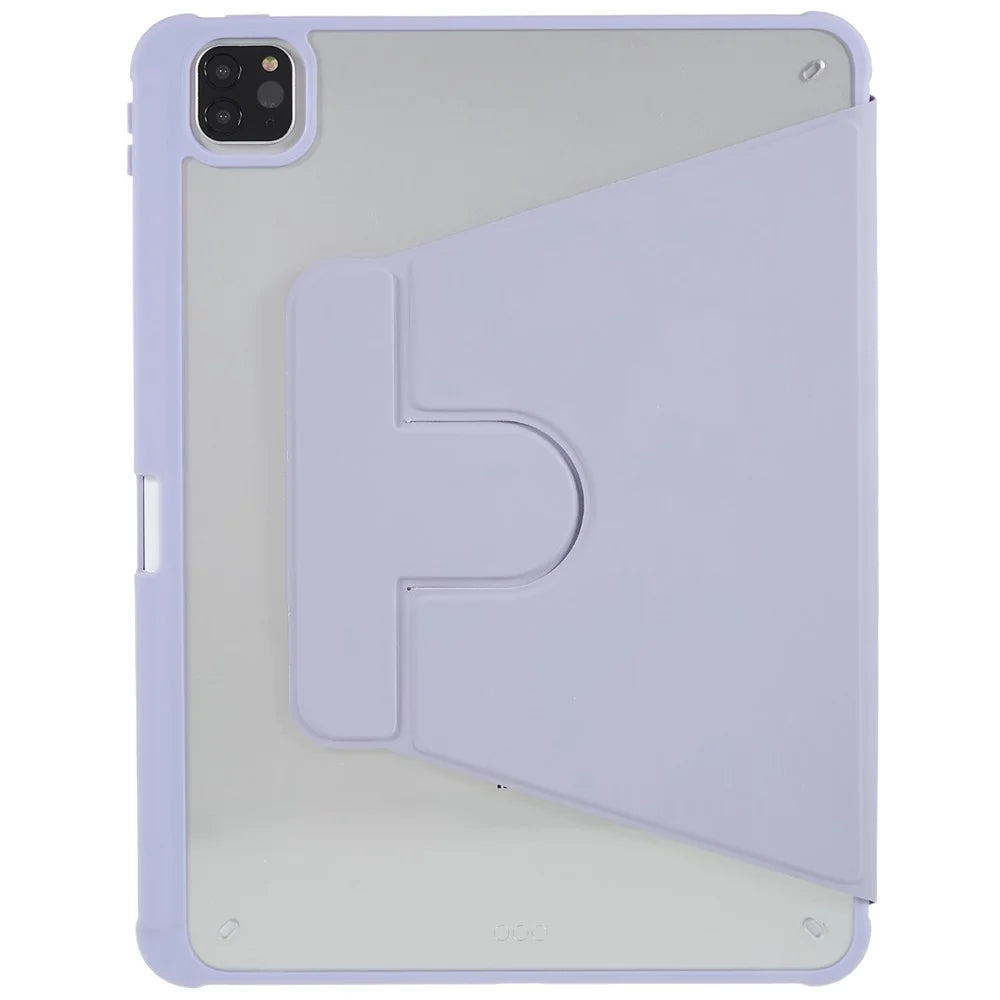 For iPad Pro 12.9 (2018) / (2020) / (2021) / (2022) Anti-Drop Tablet Case with Rotary Kickstand PU Leather + TPU + Acrylic Protective Cover - Purple - 4