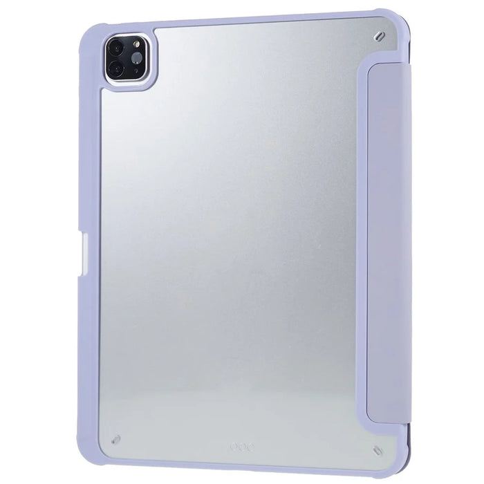 For iPad Pro 11 (2018) / (2020) / (2021) / (2022) Protective Case PU Leather + TPU + Acrylic Tablet Case Tri-fold Stand Shockproof Cover - Purple - 5