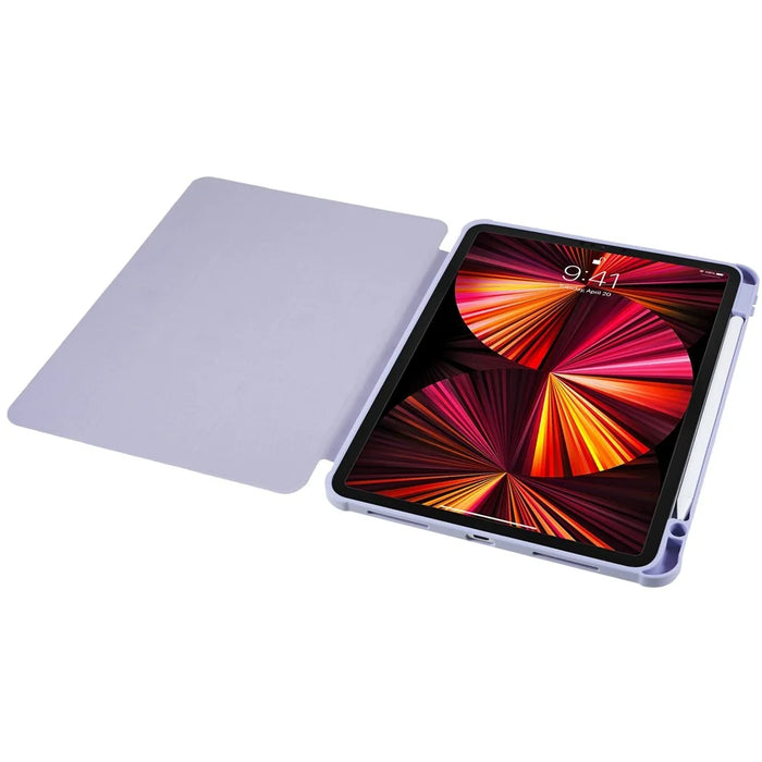 For iPad Pro 11 (2018) / (2020) / (2021) / (2022) Protective Case PU Leather + TPU + Acrylic Tablet Case Tri-fold Stand Shockproof Cover - Purple - 6