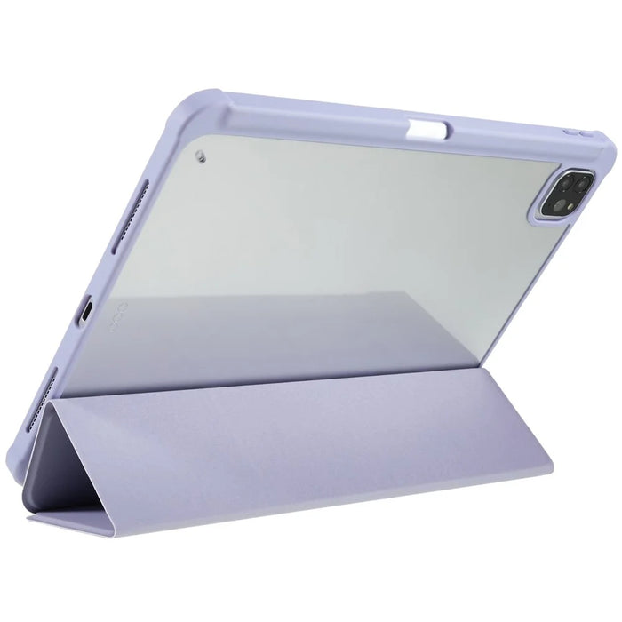 For iPad Pro 11 (2018) / (2020) / (2021) / (2022) Protective Case PU Leather + TPU + Acrylic Tablet Case Tri-fold Stand Shockproof Cover - Purple - 7