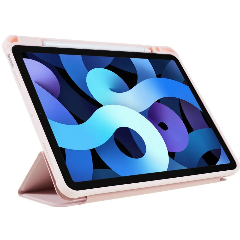For iPad Air 11 (2026) / (2025) / (2024) / Air (2022) / (2020) PU Leather TPU Acrylic Tablet Tri-Fold Stand - Pink - 5