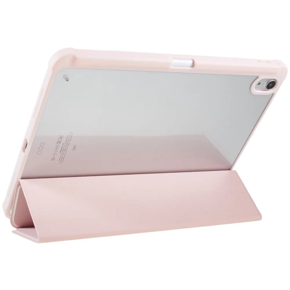 For iPad Air 11 (2026) / (2025) / (2024) / Air (2022) / (2020) PU Leather TPU Acrylic Tablet Tri-Fold Stand - Pink - 7