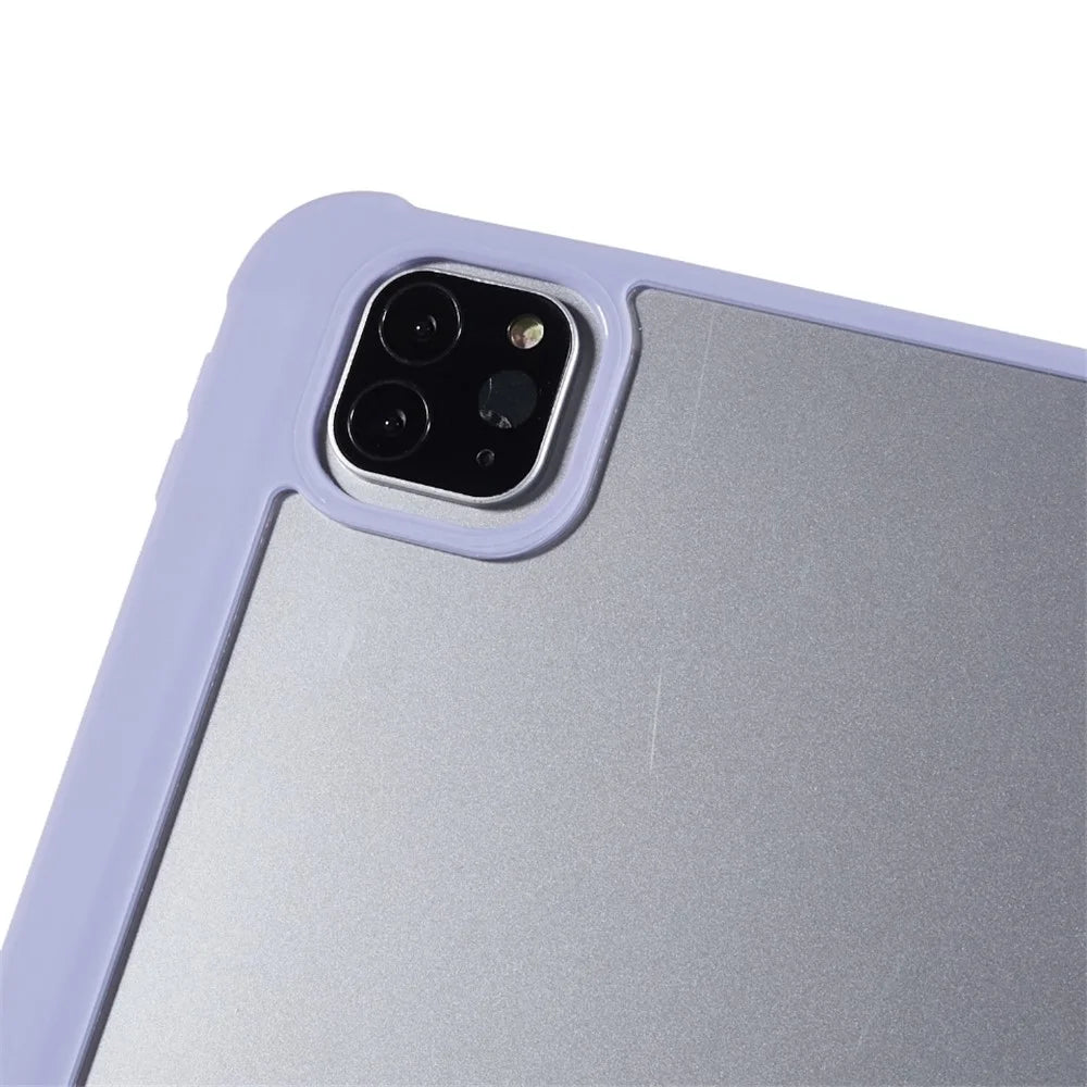 For iPad Pro 12.9 (2018) / (2020) / (2021) / (2022) Anti-Drop Tri-fold Stand Case PU Leather + TPU + Acrylic Tablet Slim Case Shockproof Cover - Purple - 6
