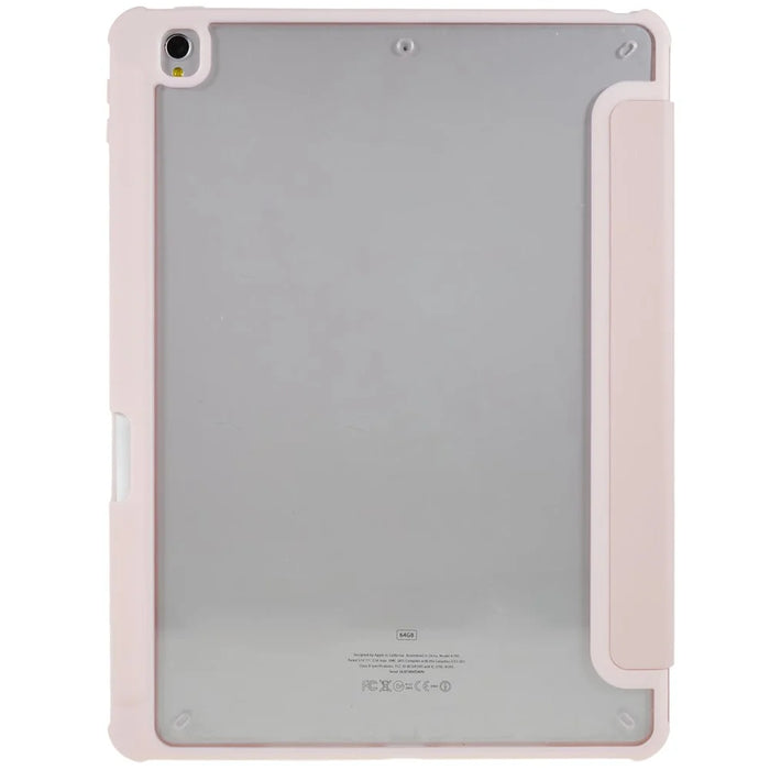 For iPad 10.2 (2021) / (2019) / (2020) Shockproof Case PU Leather + TPU + Acrylic Tablet Case Tri-fold Stand Protective Cover - Pink - 4