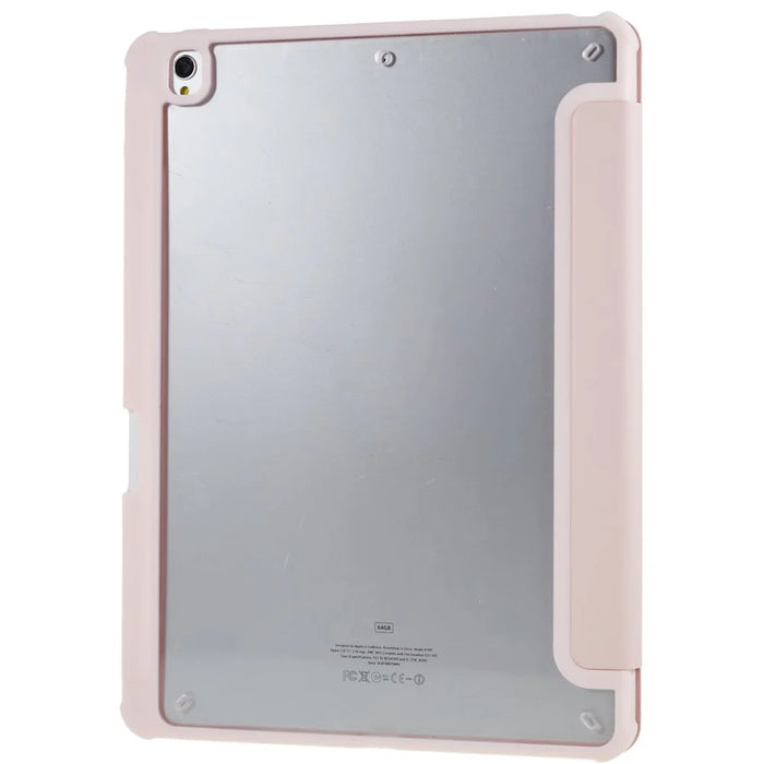 For iPad 10.2 (2021) / (2019) / (2020) Shockproof Case PU Leather + TPU + Acrylic Tablet Case Tri-fold Stand Protective Cover - Pink - 5
