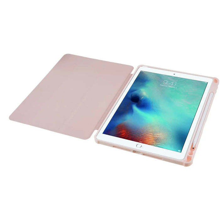 For iPad 10.2 (2021) / (2019) / (2020) Shockproof Case PU Leather + TPU + Acrylic Tablet Case Tri-fold Stand Protective Cover - Pink - 7