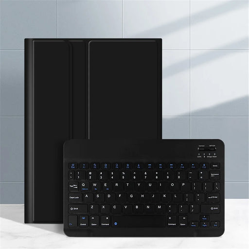 For iPad (2025) / 10.9 (2022) Leather Stand Tablet Case with Detachable Magnetic Wireless Keyboard (Without Touchpad) - Black - 2