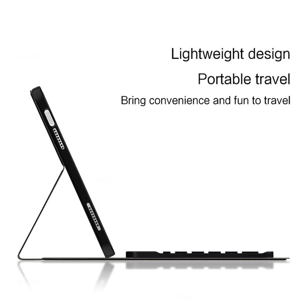For iPad (2025) / 10.9 (2022) Leather Stand Tablet Case with Detachable Magnetic Wireless Keyboard (Without Touchpad) - Black - 4