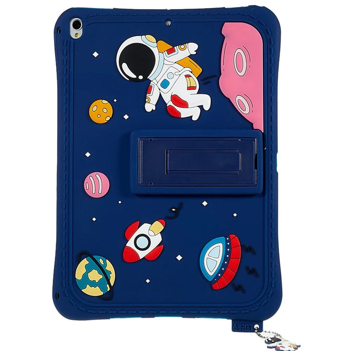 For iPad 10.2 (2021) / (2020) / (2019) / Air 10.5 inch (2019) / Pro 10.5-inch (2017) Space Pattern Kickstand Silicone Cover - Dark Blue - 2