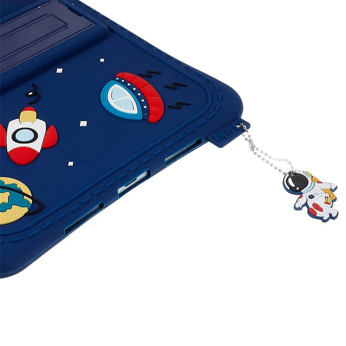 For iPad 10.2 (2021) / (2020) / (2019) / Air 10.5 inch (2019) / Pro 10.5-inch (2017) Space Pattern Kickstand Silicone Cover - Dark Blue - 7