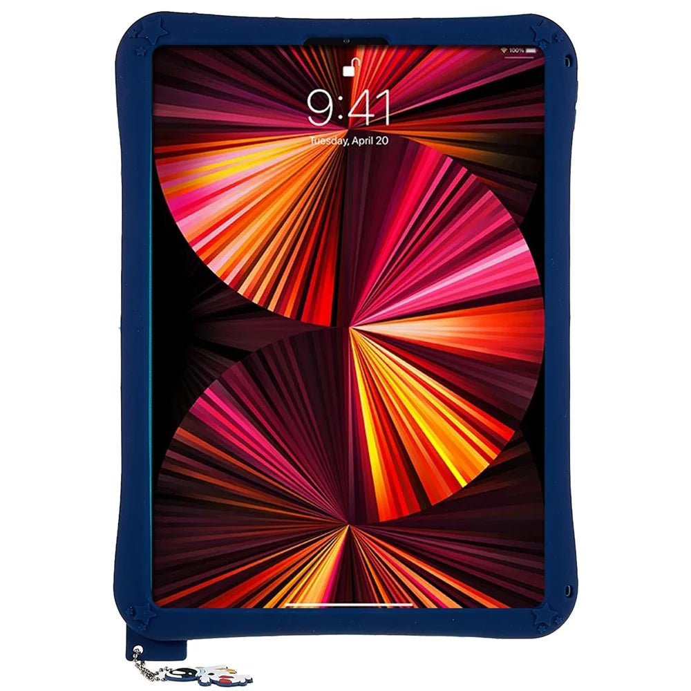 For iPad Air (2022) / (2020) / iPad Pro 11 (2020) / (2021) / (2022) Cartoon Universe Space Pattern Shockproof Kickstand Tablet Case Silicone Cover - Dark Blue - 4