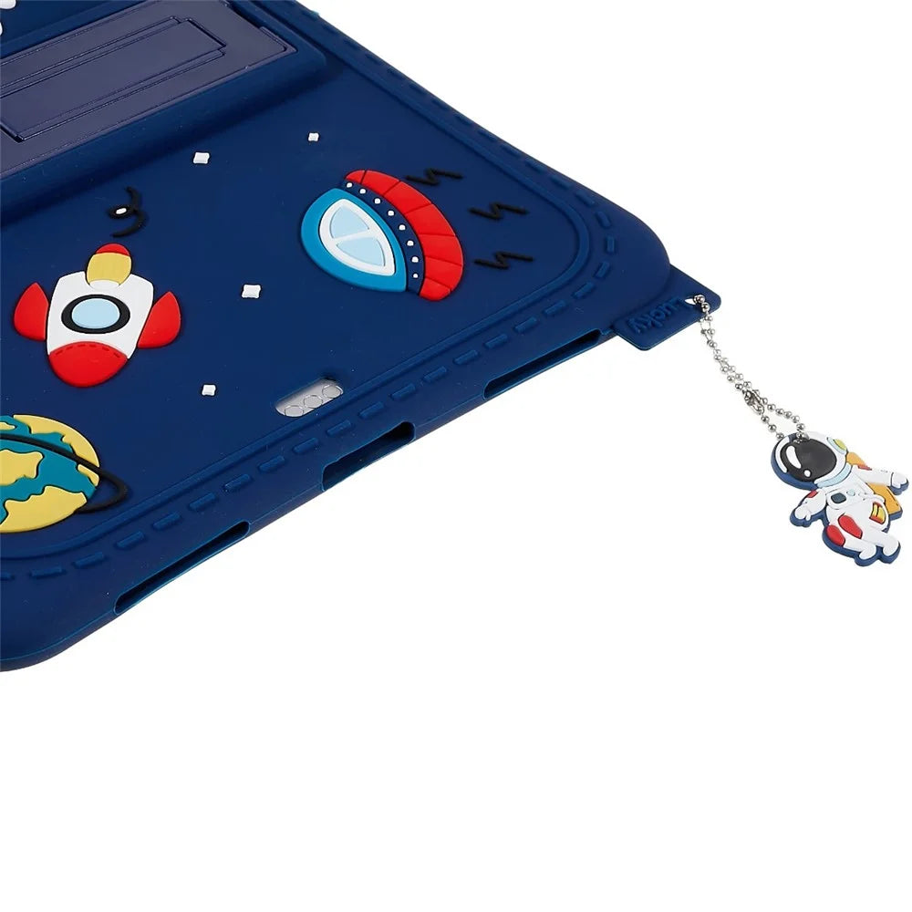 For iPad Air (2022) / (2020) / iPad Pro 11 (2020) / (2021) / (2022) Cartoon Universe Space Pattern Shockproof Kickstand Tablet Case Silicone Cover - Dark Blue - 6