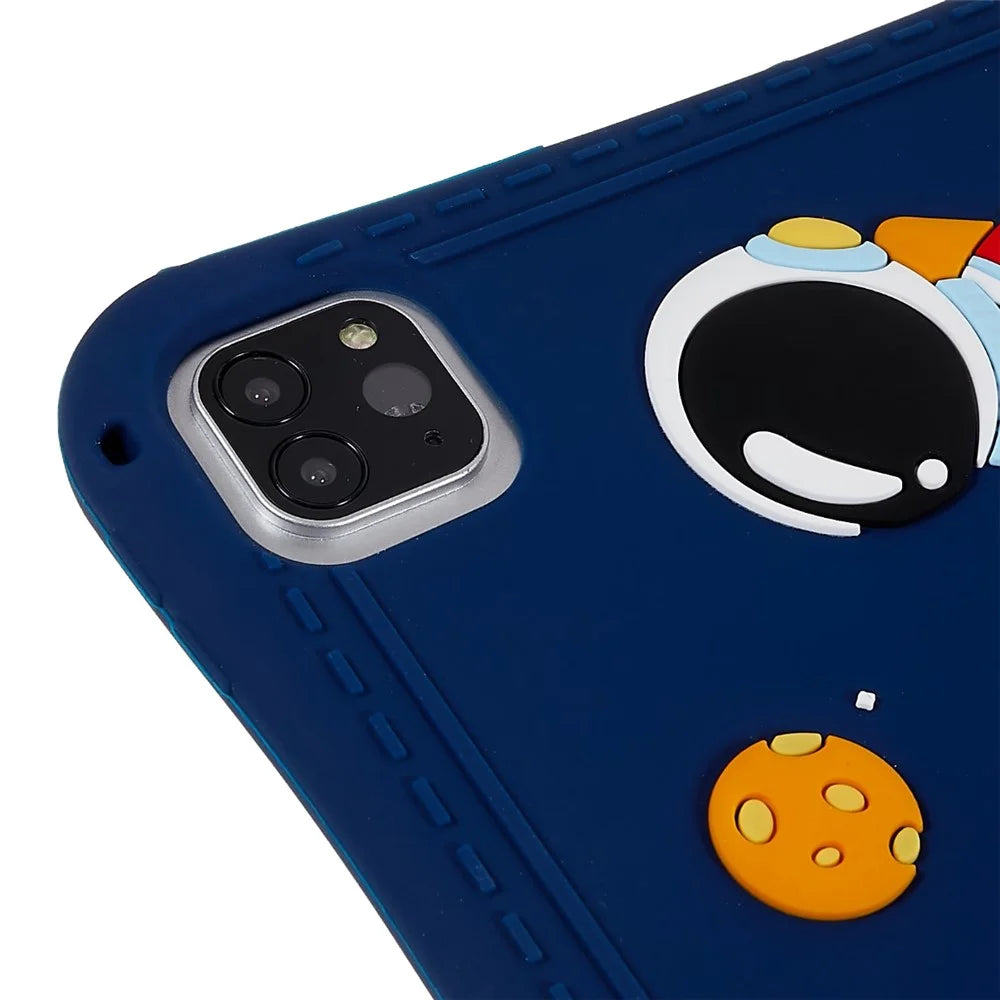 For iPad Air (2022) / (2020) / iPad Pro 11 (2020) / (2021) / (2022) Cartoon Universe Space Pattern Shockproof Kickstand Tablet Case Silicone Cover - Dark Blue - 7