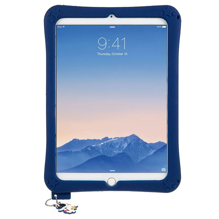 For iPad Air (2013) / Air 2 / iPad 9.7-inch (2017) / (2018) Silicone Tablet Case Cartoon Universe Space Pattern Anti-drop Cover with Kickstand - Dark Blue - 4