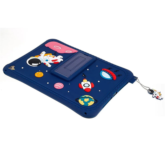 For iPad Air (2013) / Air 2 / iPad 9.7-inch (2017) / (2018) Silicone Tablet Case Cartoon Universe Space Pattern Anti-drop Cover with Kickstand - Dark Blue - 5