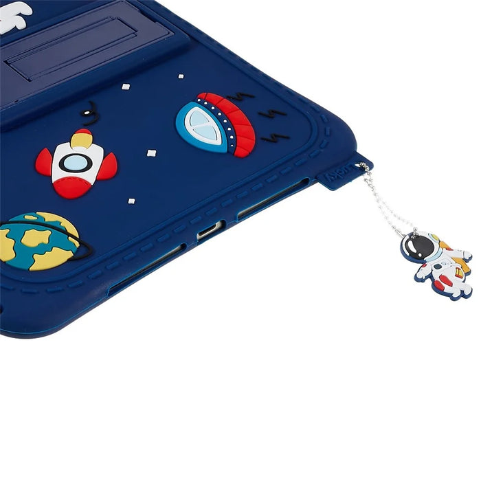 For iPad Air (2013) / Air 2 / iPad 9.7-inch (2017) / (2018) Silicone Tablet Case Cartoon Universe Space Pattern Anti-drop Cover with Kickstand - Dark Blue - 6