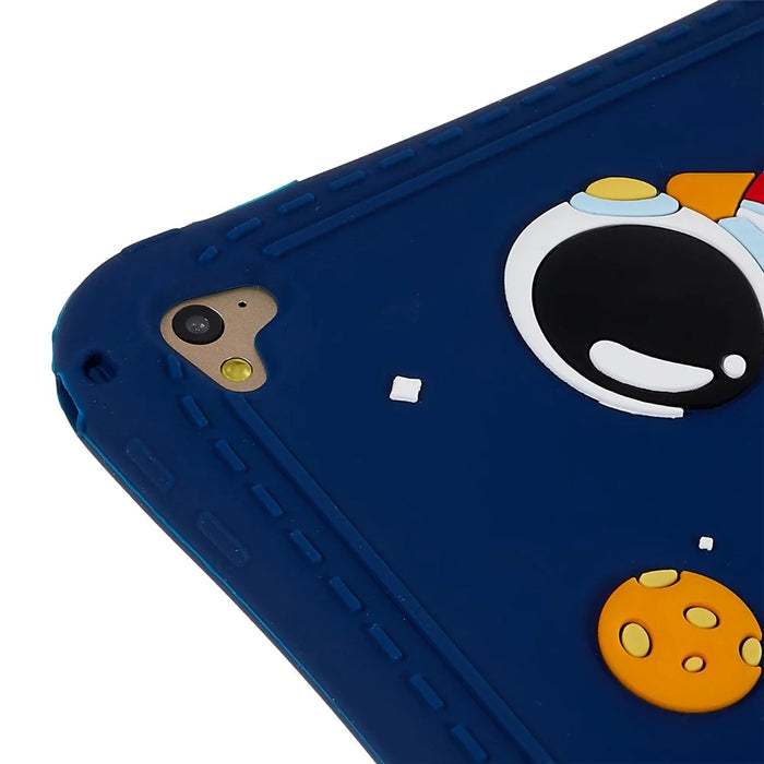 For iPad Air (2013) / Air 2 / iPad 9.7-inch (2017) / (2018) Silicone Tablet Case Cartoon Universe Space Pattern Anti-drop Cover with Kickstand - Dark Blue - 7