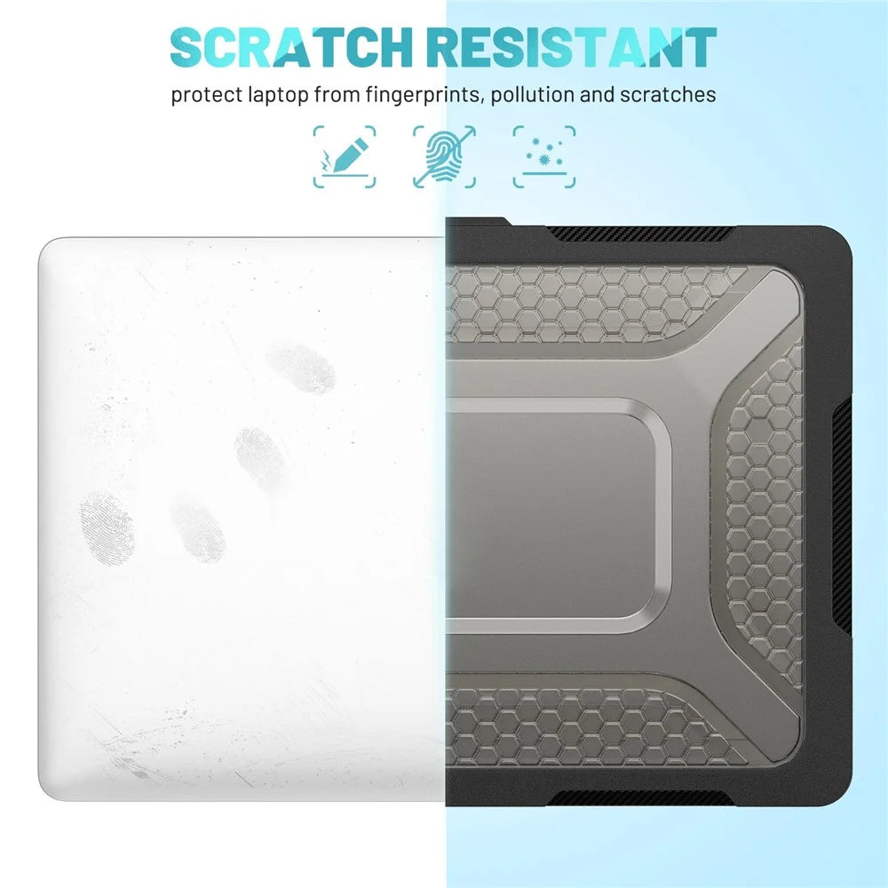 For MacBook Air 13 inch (2026) A3449 / (2025) A3240 / (2024) A3113 / (2022) A2681 Protective Case Anti-Scratch Laptop Hard PC Case with Kickstand - Black - 6