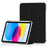 For iPad (2025) / 10.9 (2022) PU Leather Trifold Stand Case Clear Back Cover with Pencil Holder - Black - 1