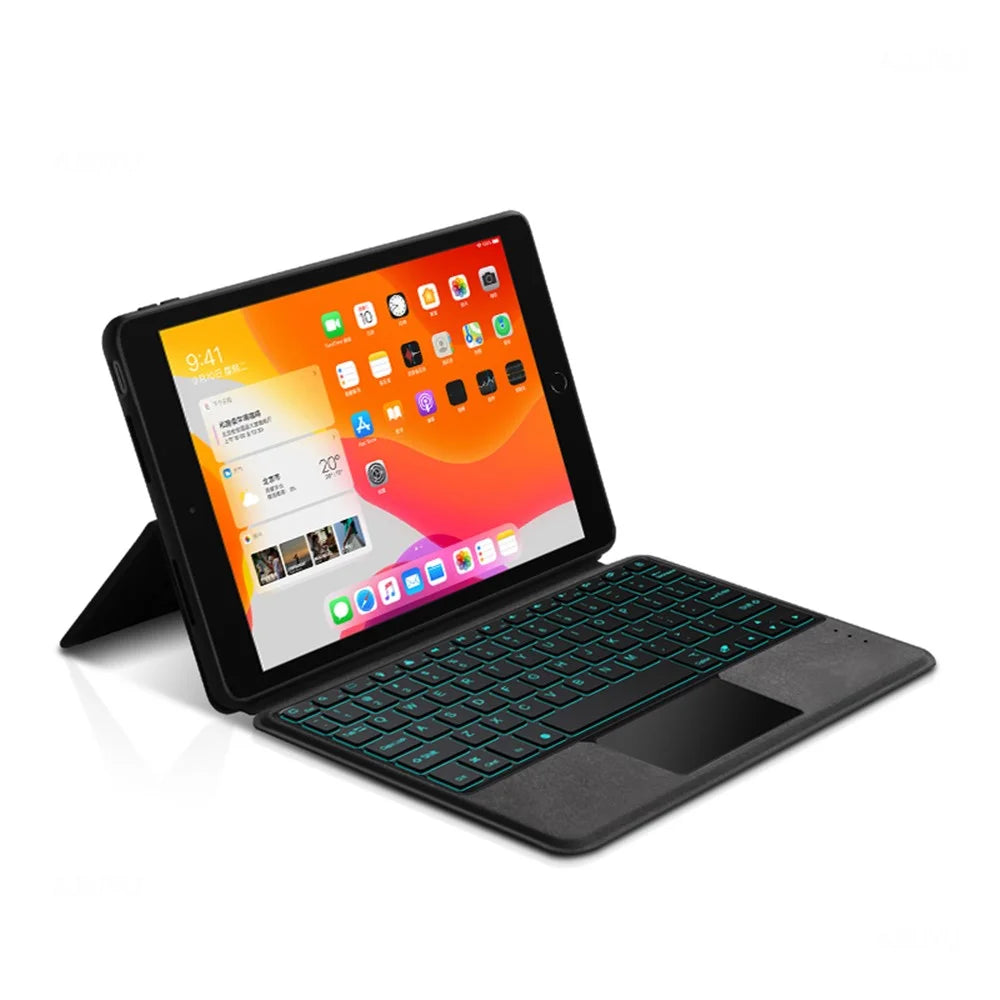 For iPad Air (2013) / Air 2  /  iPad 9.7-inch (2017) / (2018) Leather Case + Touchpad Bluetooth-compatible Keyboard with Backlit - 3