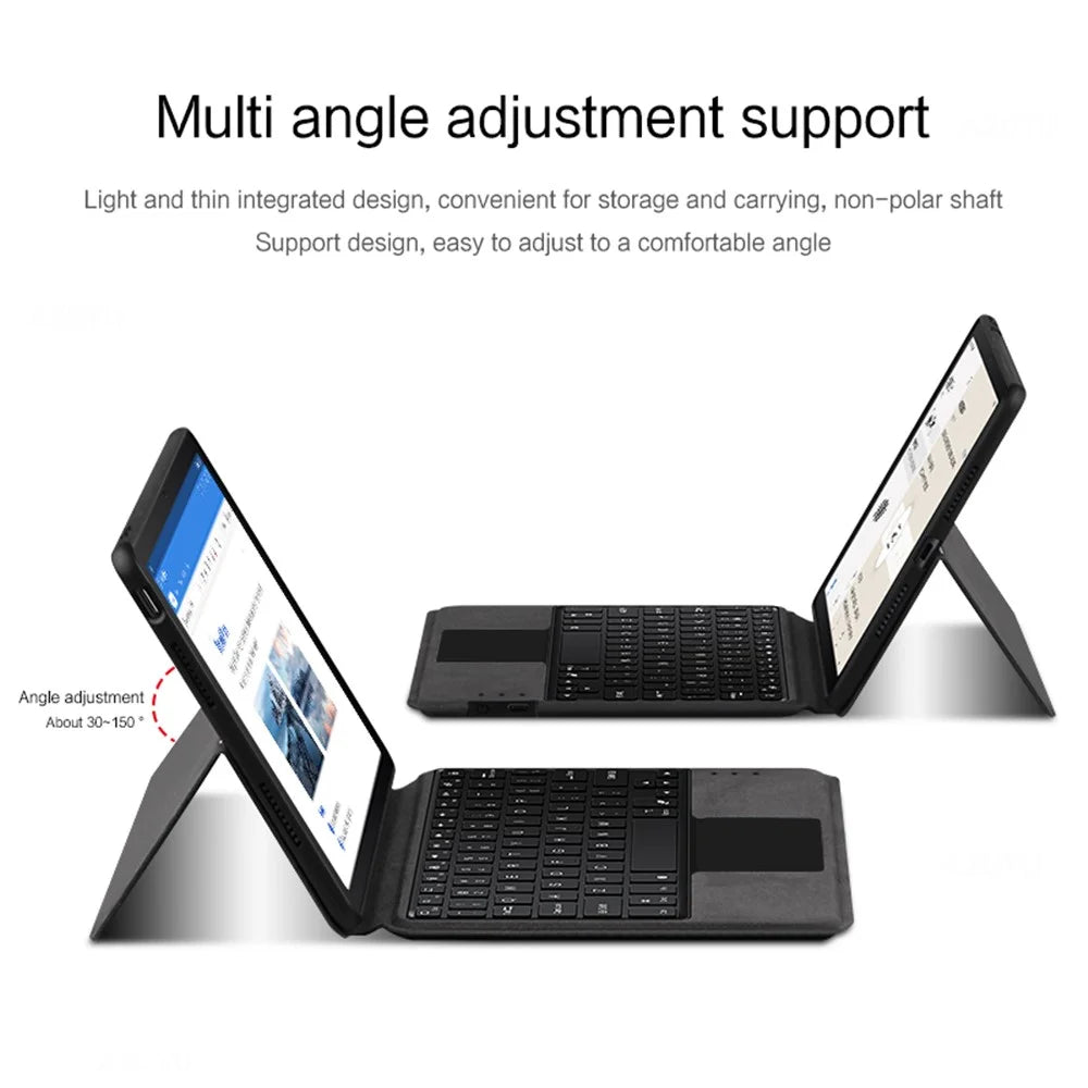 For iPad Air (2013) / Air 2  /  iPad 9.7-inch (2017) / (2018) Leather Case + Touchpad Bluetooth-compatible Keyboard with Backlit - 7