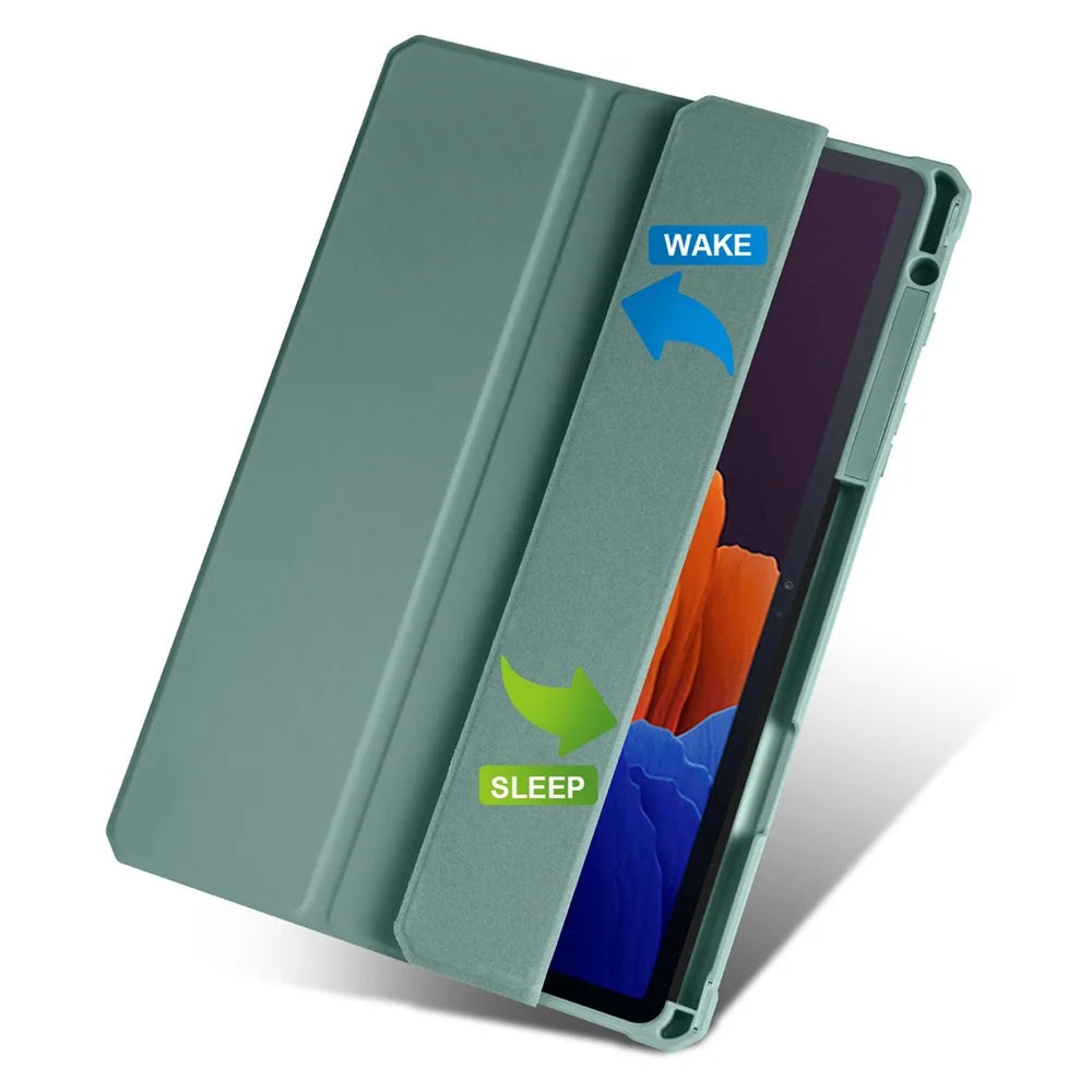 For Samsung Galaxy Tab S8+ / S7+ T970 / Tab S7 FE T730 T736 Trifold Stand Protective Case PU Leather + TPU + Acrylic Smart Cover with Auto Sleep / Wake - Midnight Green - 4