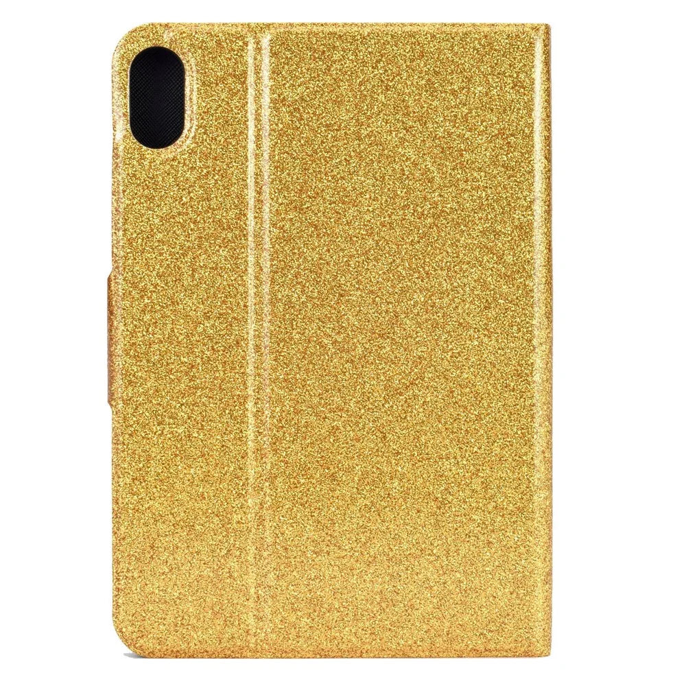 For iPad (2025) / 10.9 (2022) Glittery Sparkly Folio Tablet Case PU Leather Magnetic Clasp Protective Cover with Stand Card Holder - Gold - 3