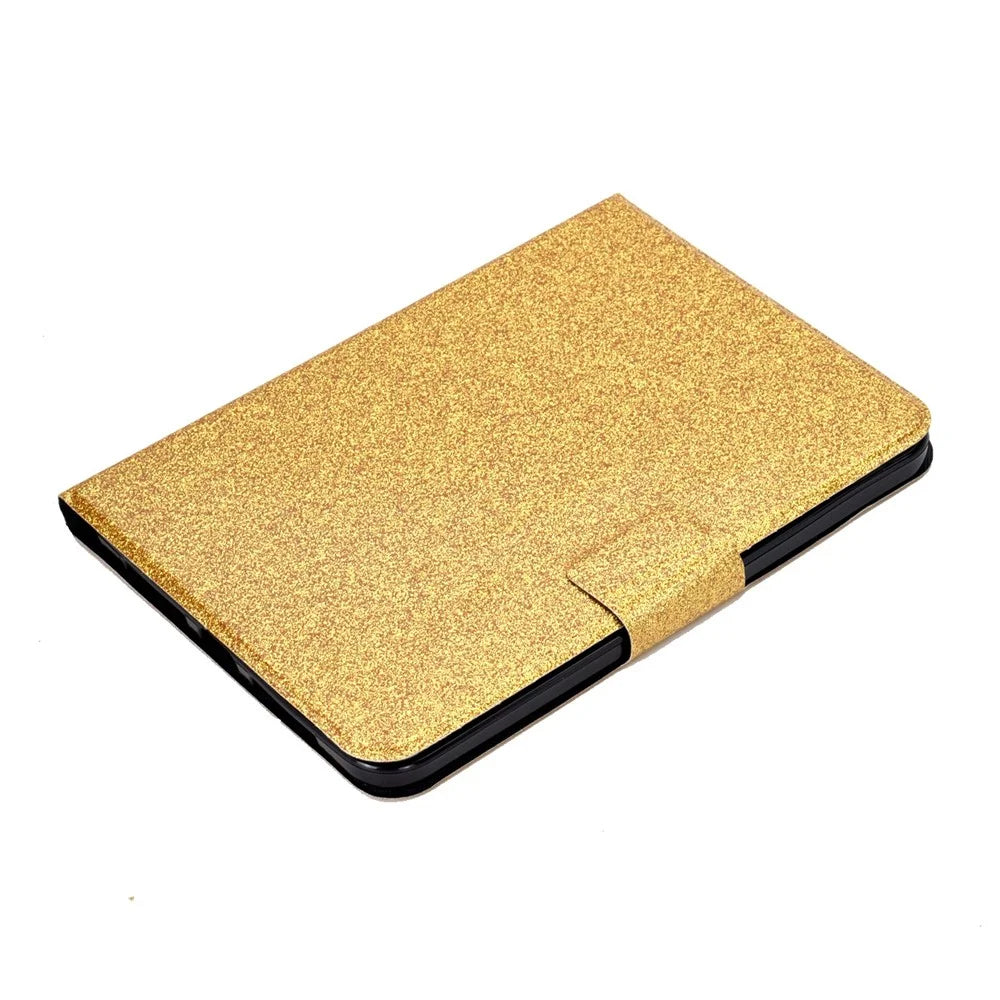 For iPad (2025) / 10.9 (2022) Glittery Sparkly Folio Tablet Case PU Leather Magnetic Clasp Protective Cover with Stand Card Holder - Gold - 6