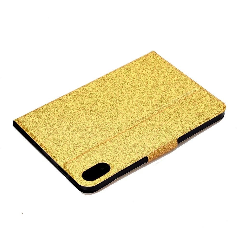 For iPad (2025) / 10.9 (2022) Glittery Sparkly Folio Tablet Case PU Leather Magnetic Clasp Protective Cover with Stand Card Holder - Gold - 7