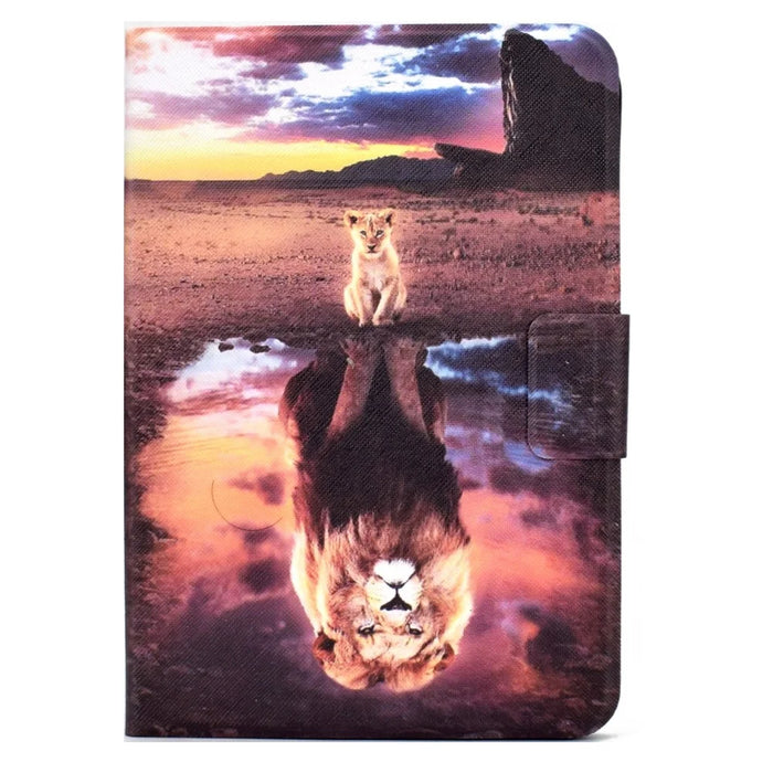 For iPad (2025) / 10.9 (2022) Pattern Printing Tablet Case PU Leather Stand Smart Cover with Card Holder - Lion  /  Leopard - 5