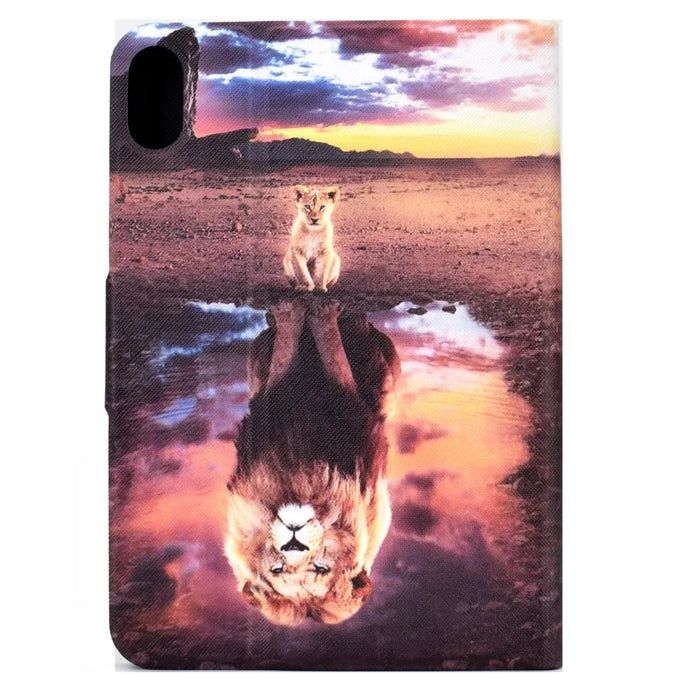 For iPad (2025) / 10.9 (2022) Pattern Printing Tablet Case PU Leather Stand Smart Cover with Card Holder - Lion  /  Leopard - 6