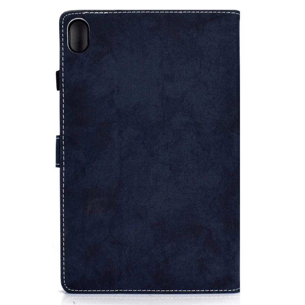 For iPad (2025) / 10.9 (2022) Cloth Texture PU Leather Tablet Case Full Protection Stand Card Slot Flip Cover - Dark Blue - 3