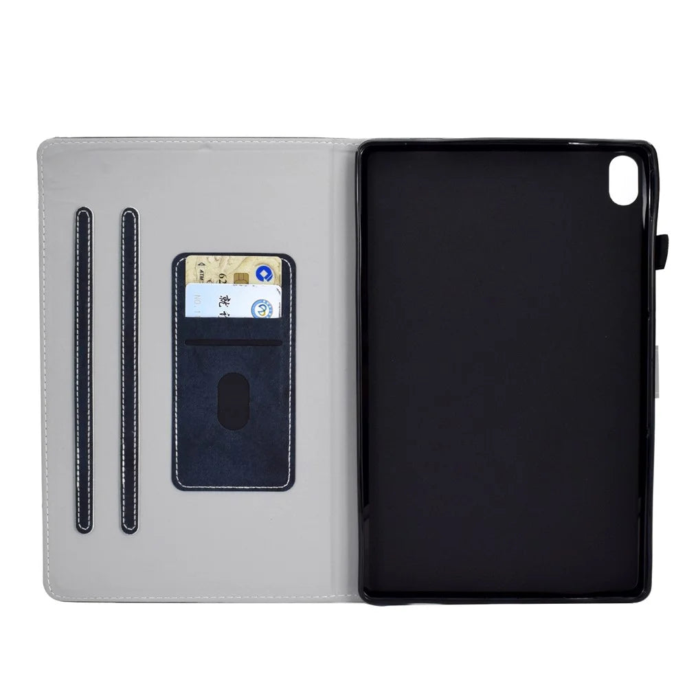 For iPad (2025) / 10.9 (2022) Cloth Texture PU Leather Tablet Case Full Protection Stand Card Slot Flip Cover - Dark Blue - 4