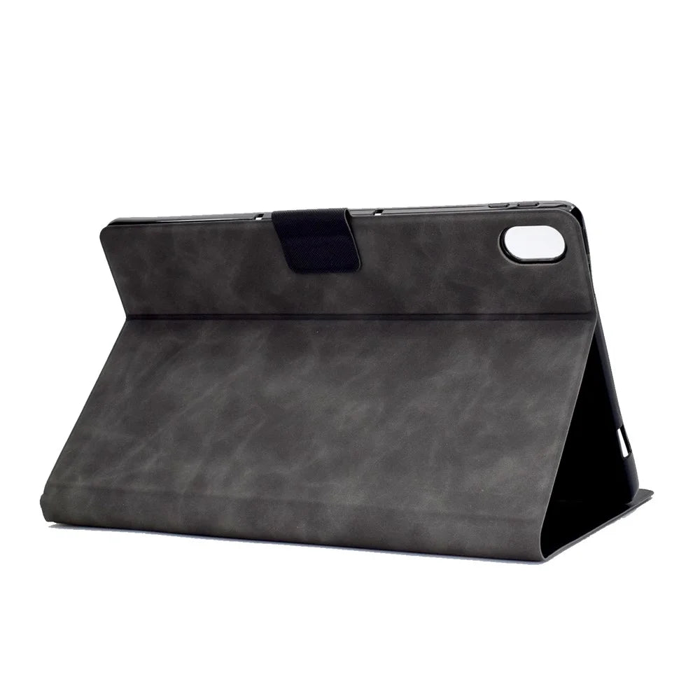 For iPad (2025) / 10.9 (2022) Stand Folio Tablet Case Cowhide Texture PU Leather Anti-Scratch Cover with Card Holder - Black - 6