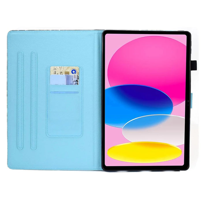 For iPad (2025) / 10.9 (2022) Case Pattern Printing Stand Stitching Line PU Leather Tablet Cover with Card Slots Holder - Butterfly - 2