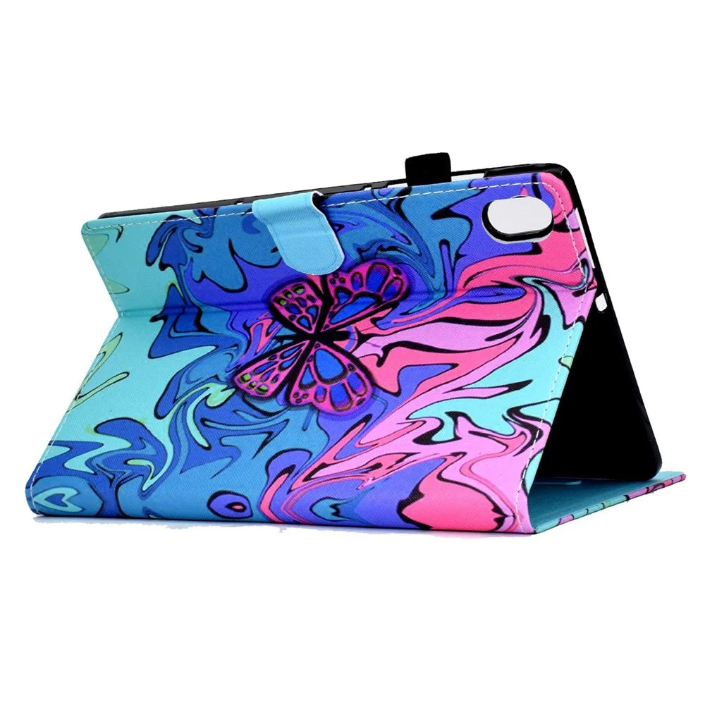 For iPad (2025) / 10.9 (2022) Case Pattern Printing Stand Stitching Line PU Leather Tablet Cover with Card Slots Holder - Butterfly - 4