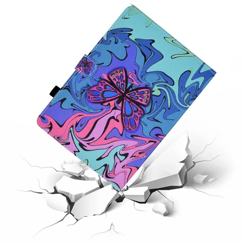 For iPad (2025) / 10.9 (2022) Case Pattern Printing Stand Stitching Line PU Leather Tablet Cover with Card Slots Holder - Butterfly - 5