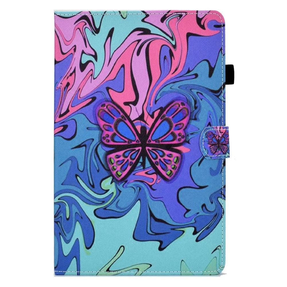 For iPad (2025) / 10.9 (2022) Case Pattern Printing Stand Stitching Line PU Leather Tablet Cover with Card Slots Holder - Butterfly - 7