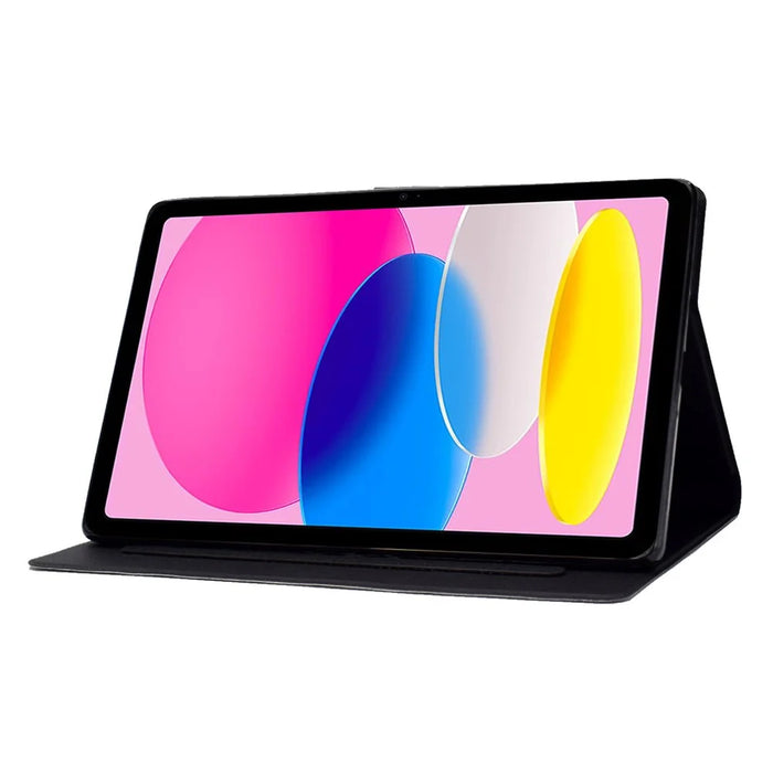 For iPad (2025) / 10.9 (2022) Pattern Printing PU Leather Folio Tablet Case Fold Stand Card Holder Magnetic Flip Cover - Smoke - 3