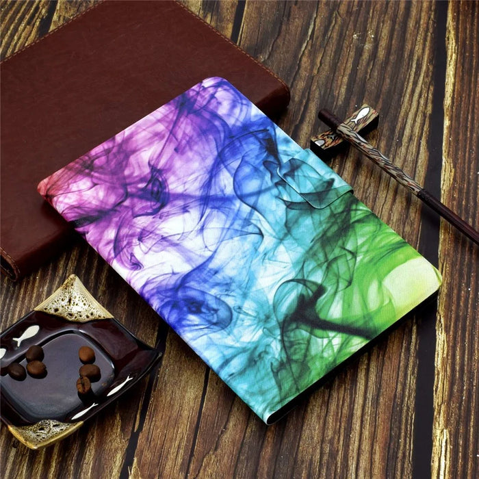 For iPad (2025) / 10.9 (2022) Pattern Printing PU Leather Folio Tablet Case Fold Stand Card Holder Magnetic Flip Cover - Smoke - 5