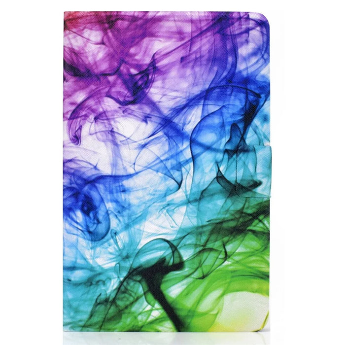 For iPad (2025) / 10.9 (2022) Pattern Printing PU Leather Folio Tablet Case Fold Stand Card Holder Magnetic Flip Cover - Smoke - 7
