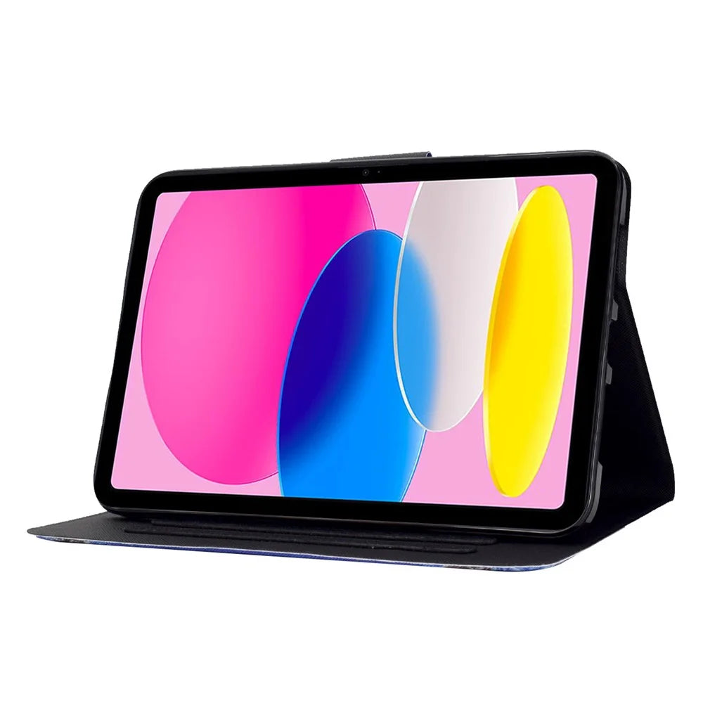 For iPad (2025) / 10.9 (2022) Pattern Printing PU Leather Tablet Case Fold Stand Magnetic Flip Cover with Card Holder - Butterfly and Dog - 3