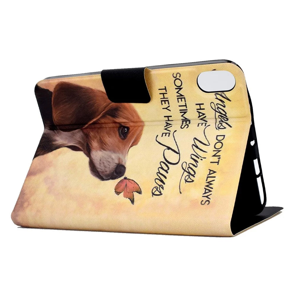 For iPad (2025) / 10.9 (2022) Pattern Printing PU Leather Tablet Case Fold Stand Magnetic Flip Cover with Card Holder - Butterfly and Dog - 4