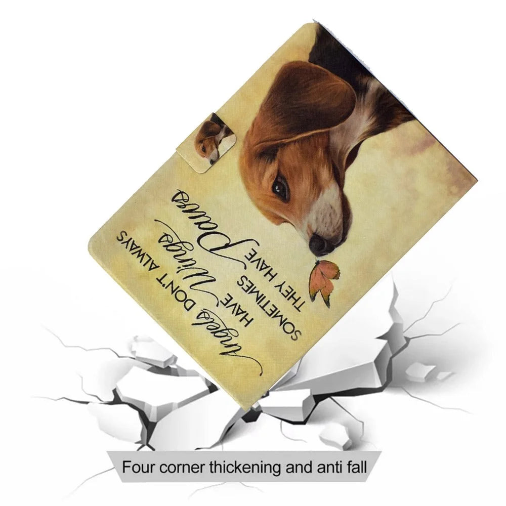 For iPad (2025) / 10.9 (2022) Pattern Printing PU Leather Tablet Case Fold Stand Magnetic Flip Cover with Card Holder - Butterfly and Dog - 5